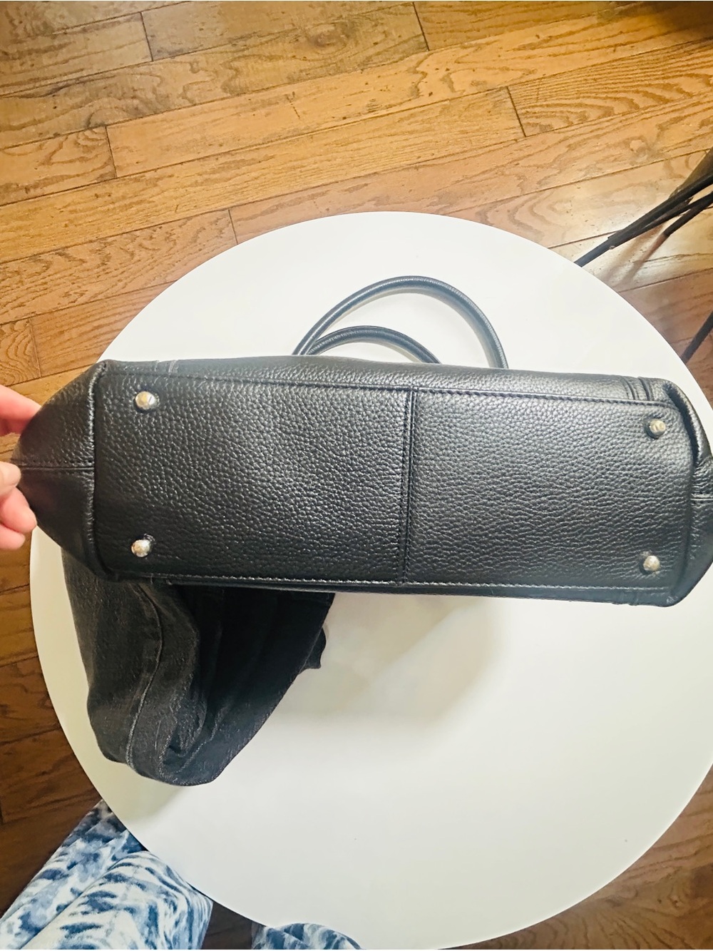 Lodis Black Pebbled Leather Tote with Double Handles - Picture 8 of 12